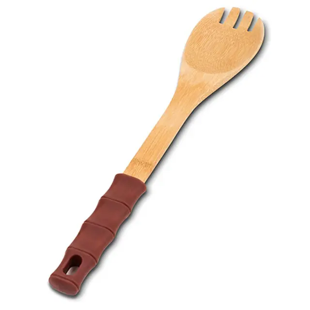 Κουτάλα Ξύλινη Με Χερούλι Σιλικόνης Βamboo 30.5cm 10-107-020