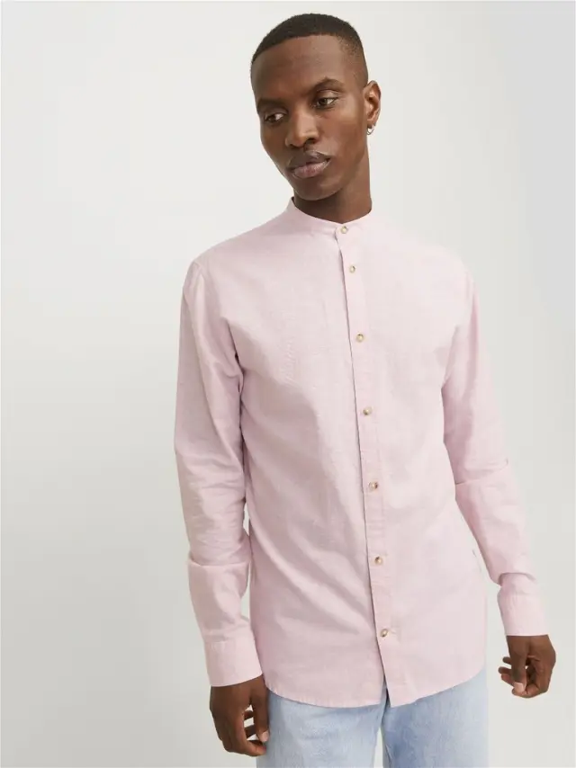 JJESUMMER BAND LINEN BLEND SHIRT LS SN pink nectar 2