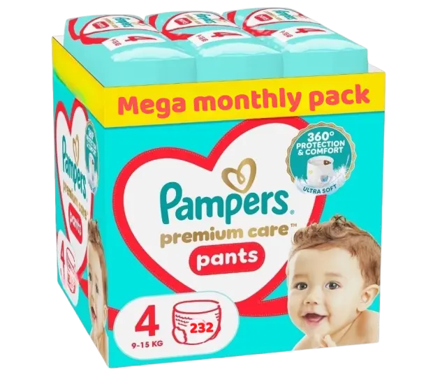 Pampers Premium Care Pants Mega Monthly Pack no4 (9-15kg) 232 Πάνες – Βρακακι