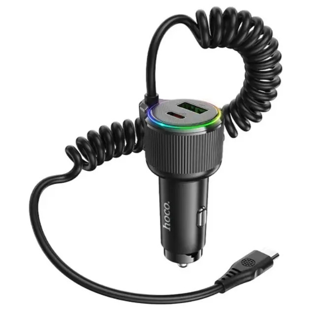 Φορτιστής Αυτοκινήτου Hoco NZ17A Avant-garde 1xUSB-A και 2xUSB-C 50W PD+QC με Καλώδιο Type-C Black 3
