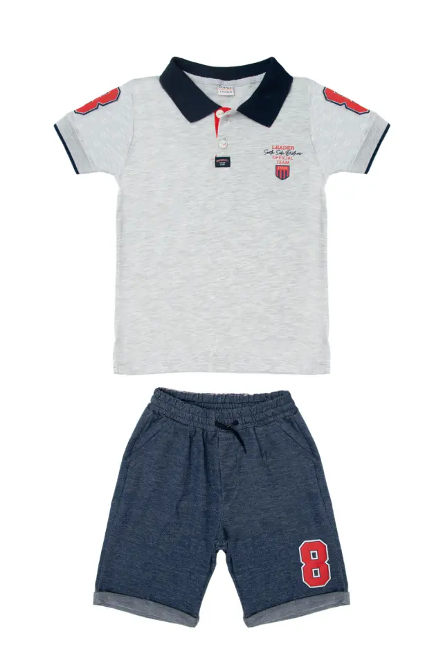 Σετ Ρούχων Kid Μπλούζα + Shorts με Ρεβέρ Γκρι