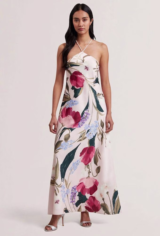 Ted Baker Maxi Φόρεμα για Γάμο / Βάπτιση Ροζ Floral Ροζ