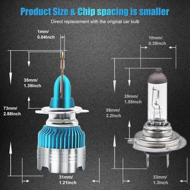 Led Mini H4 Mi2 headlight 12/24V 50w 6000LM 6500K - Διπλή Σκάλα 3