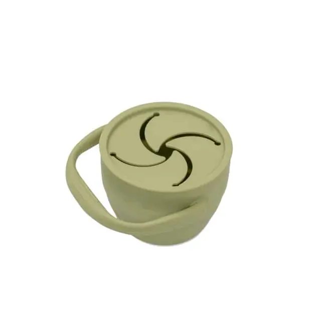 Interbaby Ποτηράκι Σιλικόνης Για Σνακ Με Καπάκι Olive Green 3