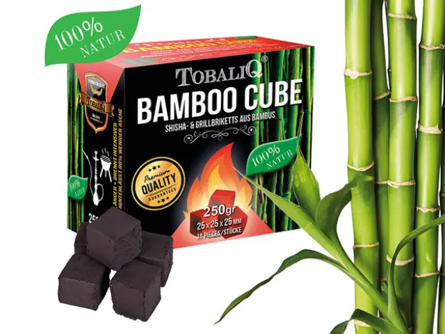 Καρβουνάκια για Ναργιλέ τετράγωνα Tobaliq Bamboo (26mm) - 250gr
