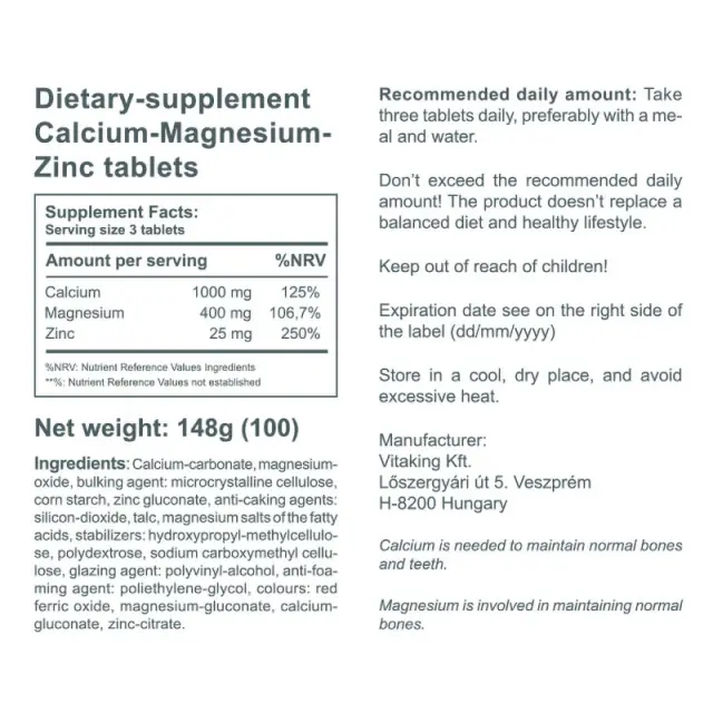 Vitaking CalMag-Zinc (Calcium +Magnesium +Zinc) 3