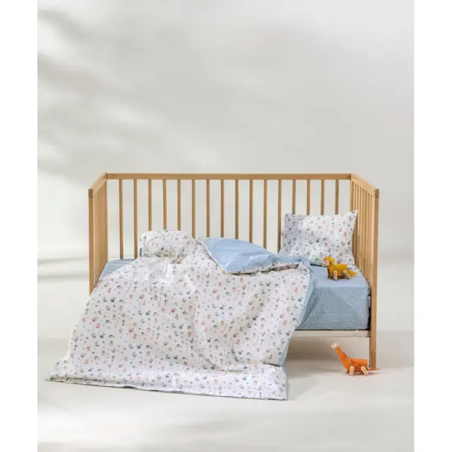 Σετ Σεντόνια Κούνιας 3 Τεμαχίων Kentia Leontel Cream-Ciel-Green-Brown 120x170