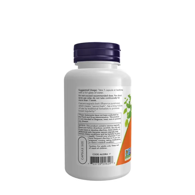 NOW Cascara Sagrada 450mg 100 Φυτικές Κάψουλες 3