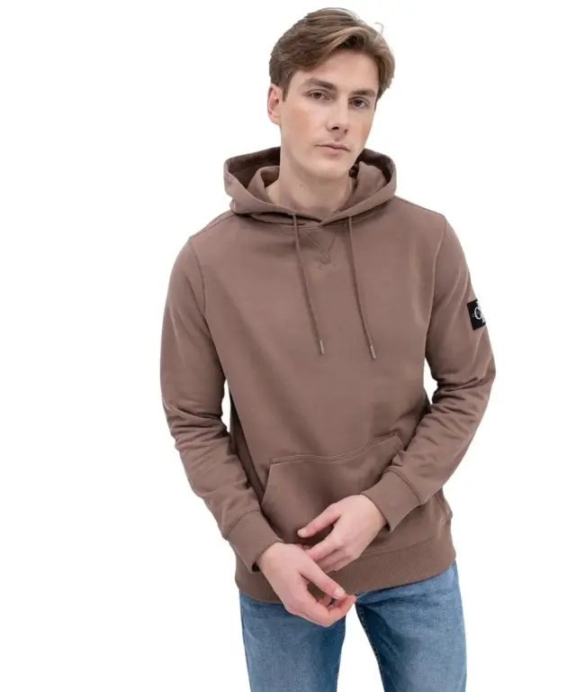 Calvin Klein - Ανδρικό Φούτερ Monogram Sleeve Badge Regular Fit J30J314036-GVE Μπεζ - XL