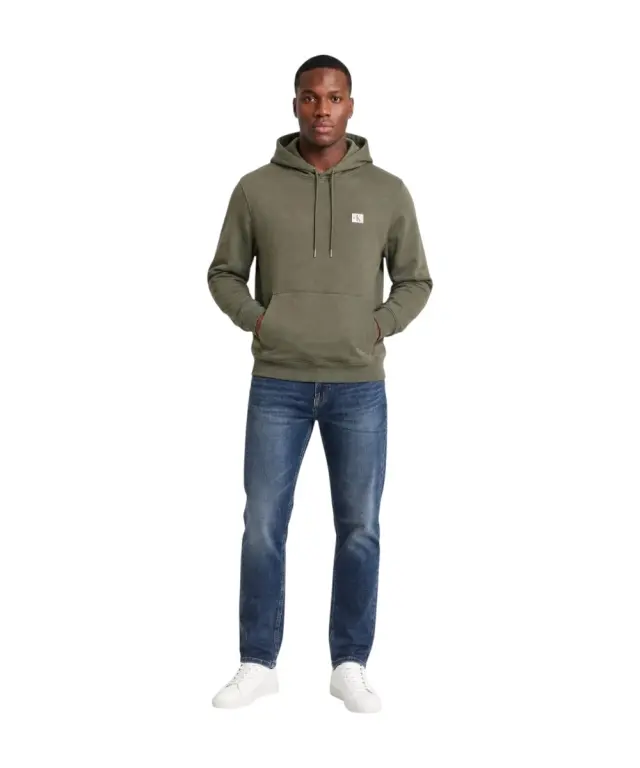Calvin Klein - Ανδρική Μακρυμάνικη Φούτερ French Terry Woven Label Hoodie LV04RG269G-LDY Λαδί 3