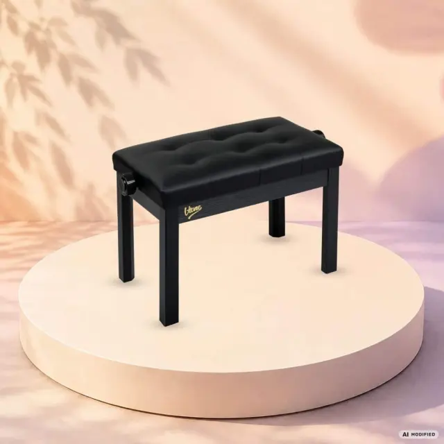 V-TONE PB2 BK piano keyboard bench black upholstered musician seat storage compartment adjustable 49-57 cm up to 140 kg 2