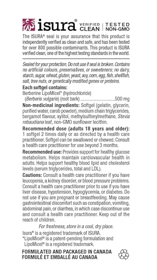 Natural Factors Berberine LipoMicel Matrix 120 Softgels 2