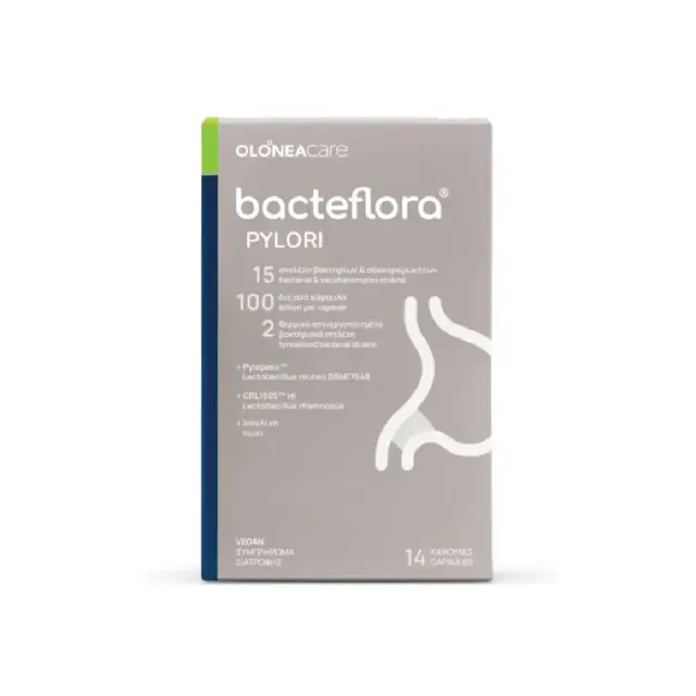 Olonea Bacteflora Pylori για το Ελικοβακτηρίδιο του Πυλωρού με Προβιοτικά, Πρεβιοτικά & Μεταβιοτικά 14 Κάψουλες