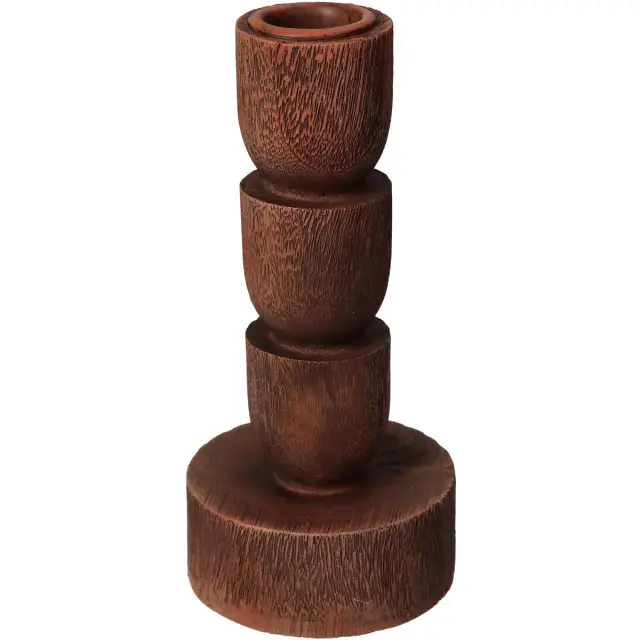 Κηροπήγιο Καφέ Polyresin 7x7x15cm