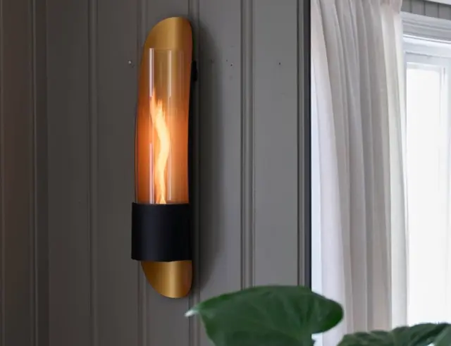 Επιτοίχια Εστία Φωτιάς Cycloflame Wall Tenderflame με διάρκεια καύσης 3 - 4 ώρες, χωρητικότητα δεξαμενής 800ml και διαστάσεις 16.6x81x17.5cm - Gold TF-600935 2