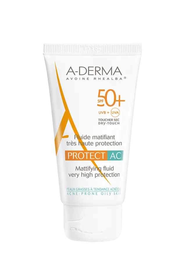 A-Derma Mattifying Fluid Protect AC SPF50+ Λεπτόρευστη Αντηλιακή Κρέμα Πολύ Υψηλής Προστασίας για Ματ Αποτελεσμα, 40ml