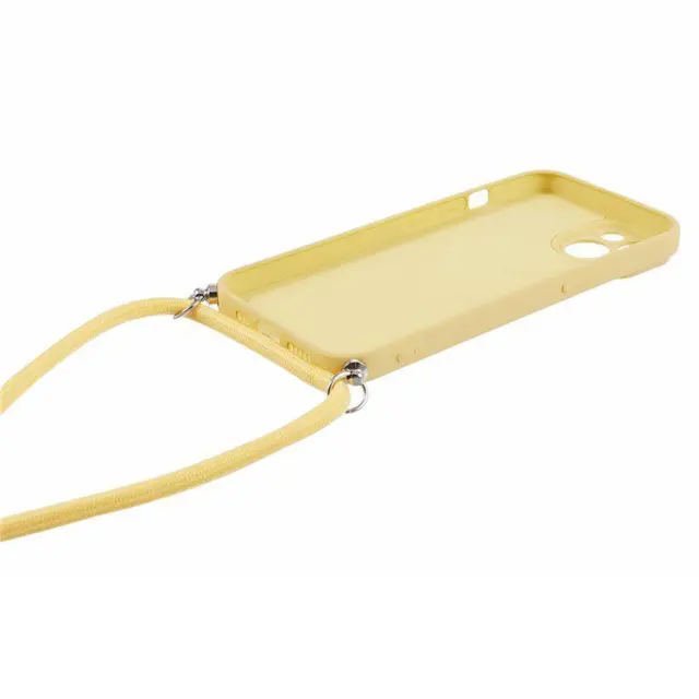 Θήκη Σιλικόνης με Κορδόνι για το Λαιμό για iPhone 14- Yellow OEM 3
