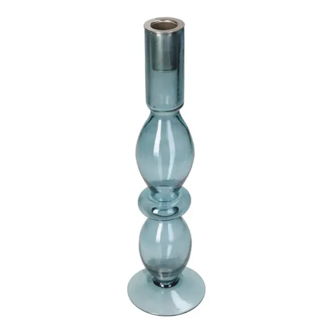 Γυάλινο κηροπήγιο μπλε 30cm Homeguru XET-9452