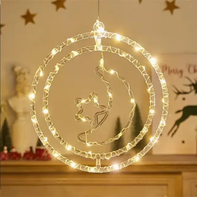 Χριστουγεννιάτικο φωτεινό διακοσμητικό 3D LED κρεμαστό - Φεγγάρι - 2pcs - 272310 - Warm White 2