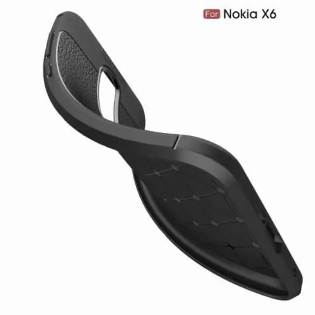 OEM Carbon Case Κάλυμμα Πλάτης για Nokia 6.1 Plus leather like Μαύρο 3