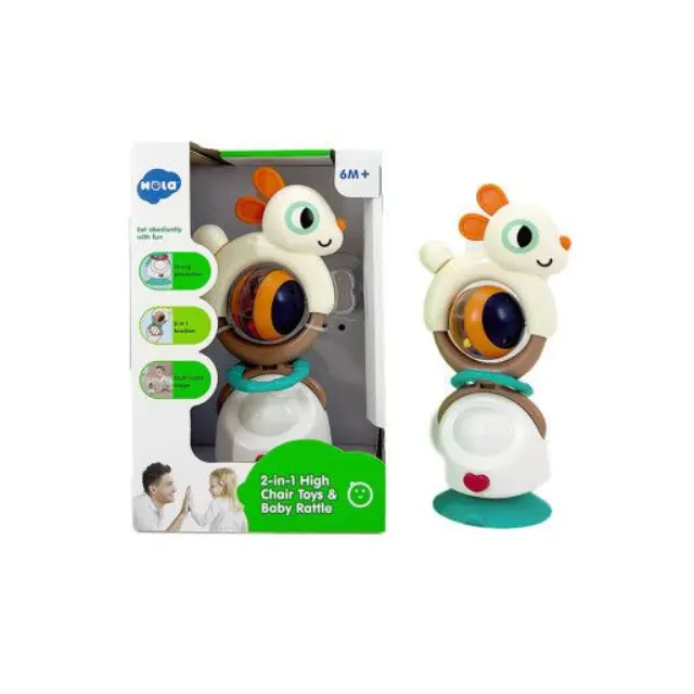 Κουδουνίστρα με βεντούζα 2 σε 1 Κουνελάκι High Chair Toys & Baby Rattle Hola E7975B 3800146223908