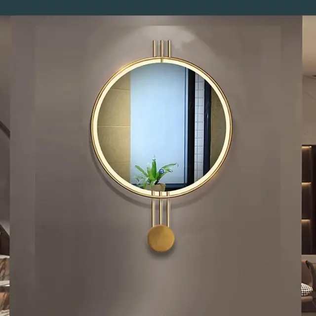 Stewehome Διακοσμητικός καθρέφτης τοίχου LED με χρυσό πλαίσιο για χωλ και σαλόνι 60x60x85 cm 2