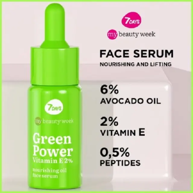 7DAYS Green Power Vitamin Ενυδατικό & Αντιγηραντικό Serum Προσώπου με Βιταμίνη E 20ml 2
