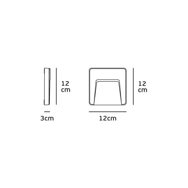 Pam Φωτιστικό Led τοίχου τετράγωνο 3W IP65 12x12x3cm ανθρακί 3