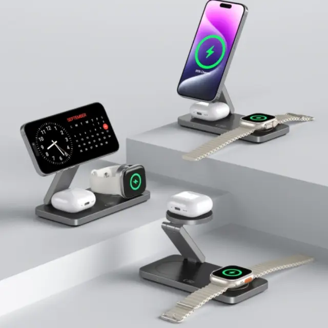 Tech-protect Qi15w-a47 3in1 Magnetic Magsafe Wireless Charger Black 3
