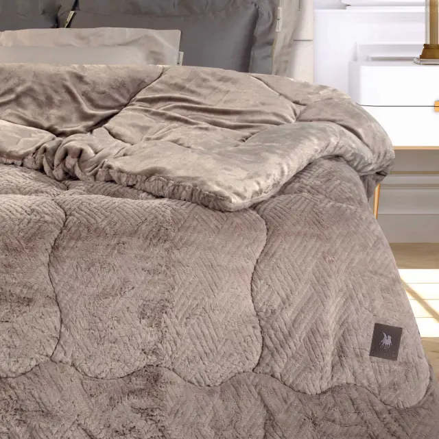 Κουβερτοπάπλωμα 240x250 King Size 770gsm Essential Greenwich Polo Club 3953 Taupe 100% Πολυέστερ 2