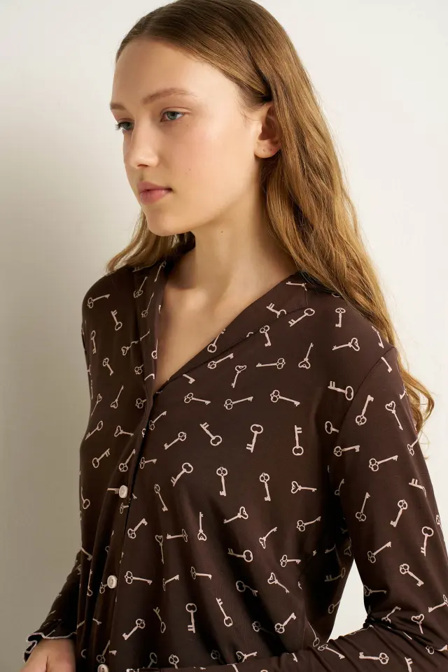 Vamp Γυναικεία Πιτζάμα Micromodal Σεμιζιέ Brown Muse 3