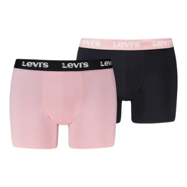 Levi's Ανδρικό Boxer Repeat Logo Brief - Διπλό Πακέτο, Χρώμα Ροζ-Μαύρο - L