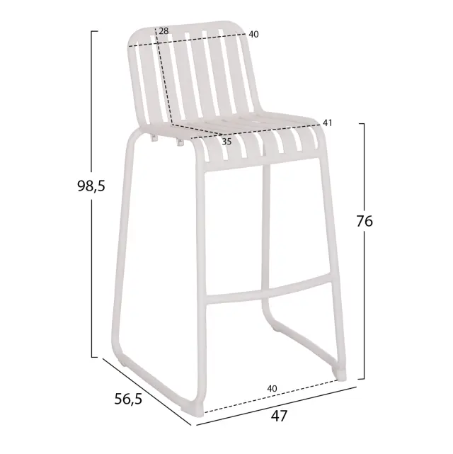ΣΚΑΜΠΟ ΜΠΑΡ ΑΛΟΥΜΙΝΙΟY FB96341.02 ΛΕΥΚΟ 47x56,5x98,5Υεκ. 2