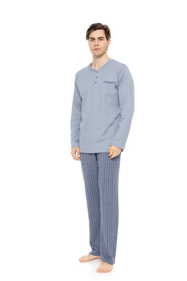 W-M730 - Blue Cloud - PYJAMA JACQUARD BLUE STRIPES 2