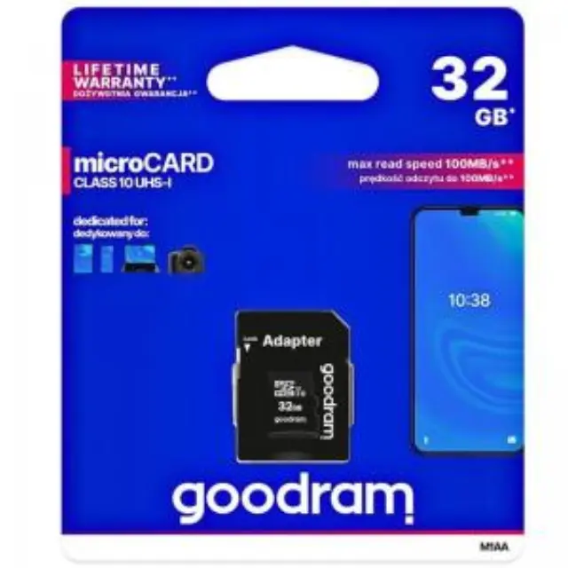 Κάρτα μνήμης Micro SDHC U1 C10 UHS-I GoodRam 100MB/s 32Gb + 1 ADP N71319 3