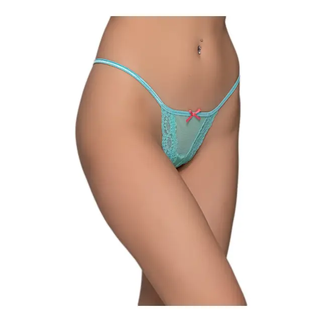 Milena Γυναικείo Micro G-String Τούλι & Δαντέλα, Χρώμα Aqua - S
