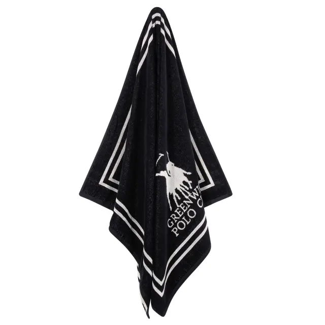 Πετσέτα Θαλάσσης 90x170 400gsm Essential Greenwich Polo Club 4049 Black-Cream 100% βαμβακερό 2