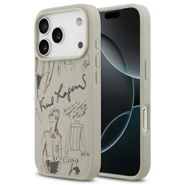 Θήκη TPU Karl Lagerfeld Apple iPhone 18 Pro/ 17 Pro Hardcase Grained Pattern Logo Γκρι N69336