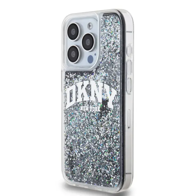 DKNY Liquid Glitter Arch Logo Case for iPhone 15 Pro Black 3