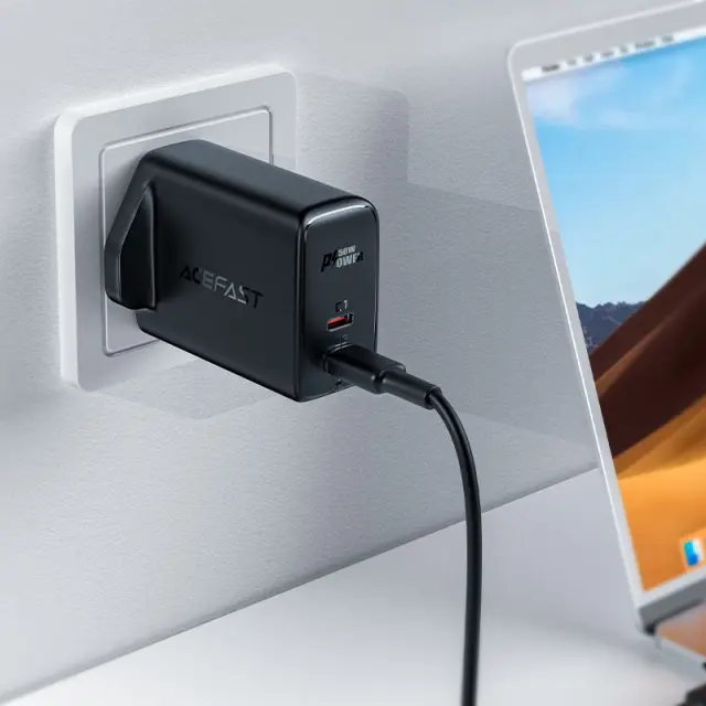 Φορτιστής Ταξιδίου Acefast A32 Fast Charging 2xUSB-C PD50W GaN Μαύρος με UK Plug 3