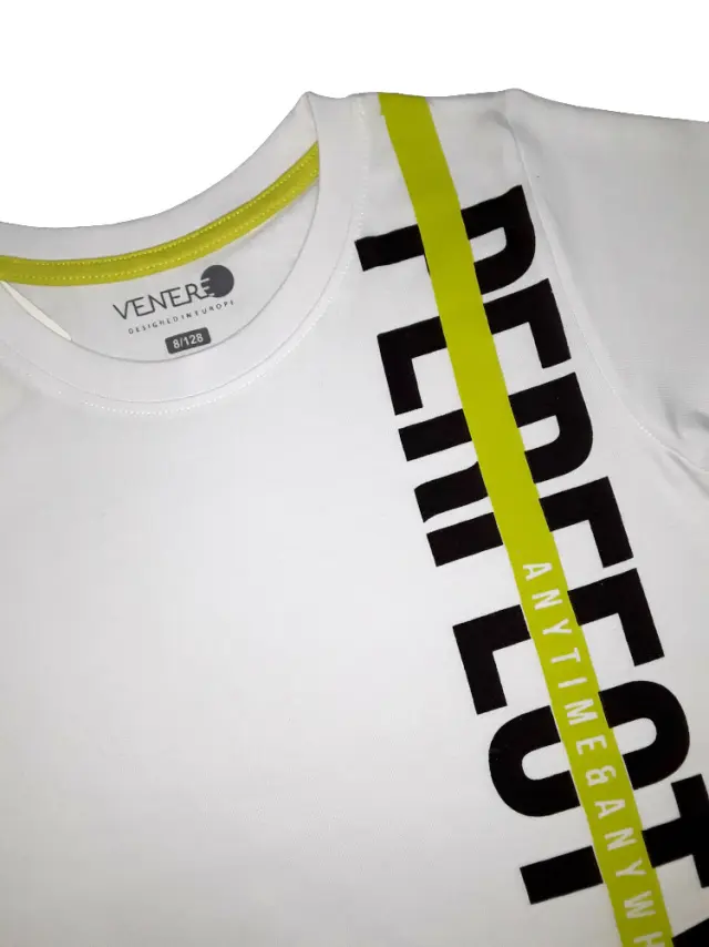 Μπλούζα T-shirt Κοντομάνικη Venere White Lime 8010652 - 10 Y 2