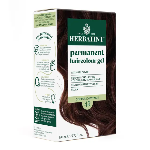 Herbatint Permanent Gel Βαφή Μαλλιών Χωρίς Αμμωνία 4R Καστανό Χαλκού 170ml