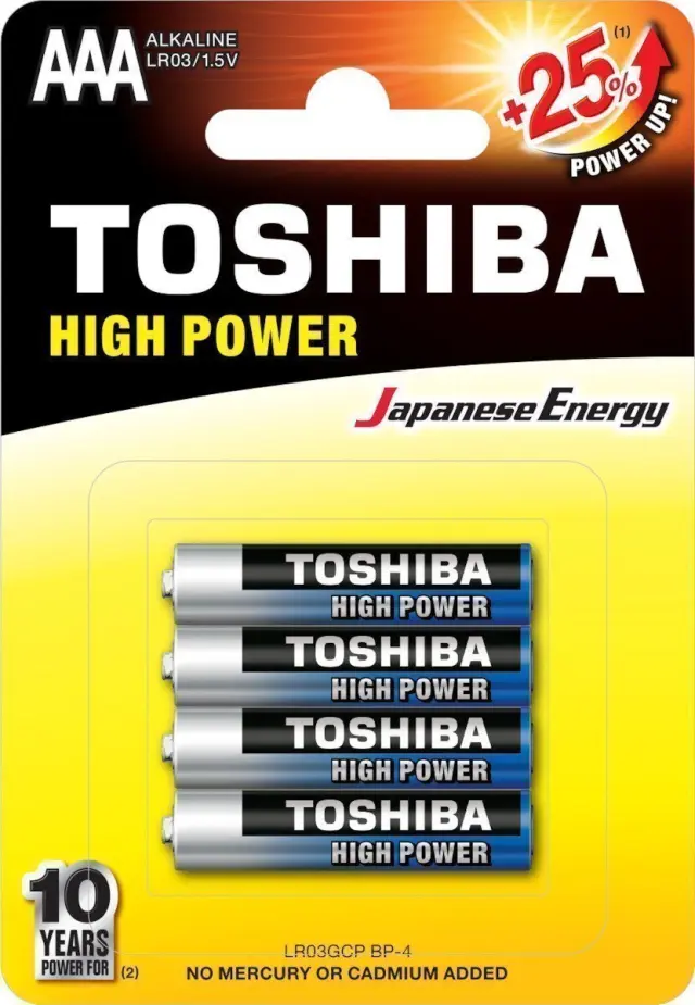 TOSHIBA HIGH POWER ΑΛΚΑΛΙΚΕΣ ΜΠΑΤΑΡΙΕΣ ΑΑΑ 1.5V 4TEMAXIA LR03GCP BP-4