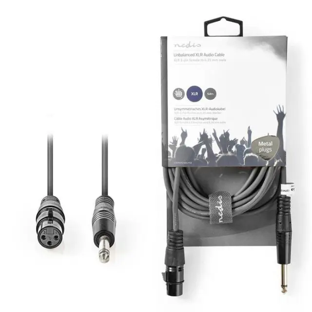 Καλώδιο 3-Pin XLR θηλ. σε 6.35mm αρσ., 5.0 m, γκρι.