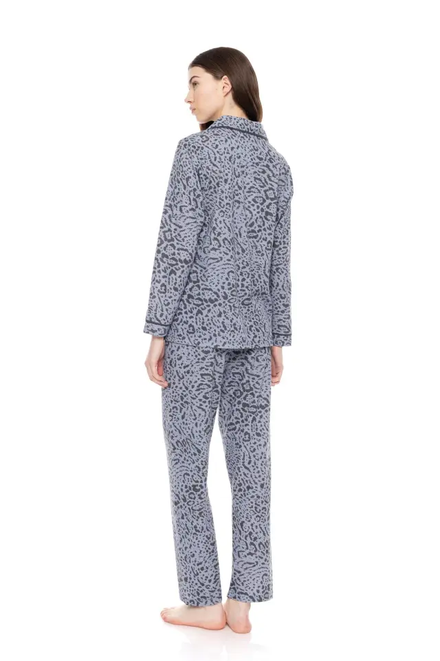 Γυναικεία πυτζάμα κουμπωτήGrey Leo W1525 Τύπος Pink Label 3