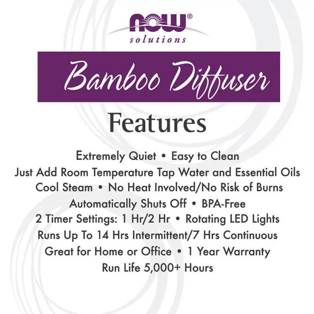 Now Foods Ultrasonic Real Bamboo Essential Oil Diffuser 2