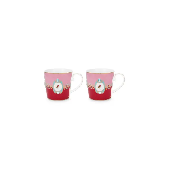 Pip Studio Σετ 2 Πορσελάνινες Κούπες 300ml / Set 2 Mugs in Deluxe Gift Box: Love birds (Red/Pink) 2