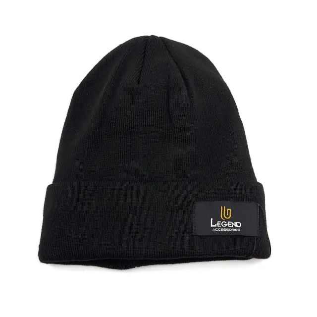 Μαύρος Πλεκτός Σκούφος Beanie με Ρεβέρ - ONE SIZE 3