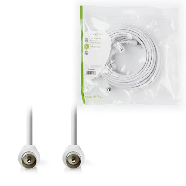 NEDIS CSGP40200WT100 Coax Cable IEC (Coax) Male IEC (Coax) Male Nickel Plated 90