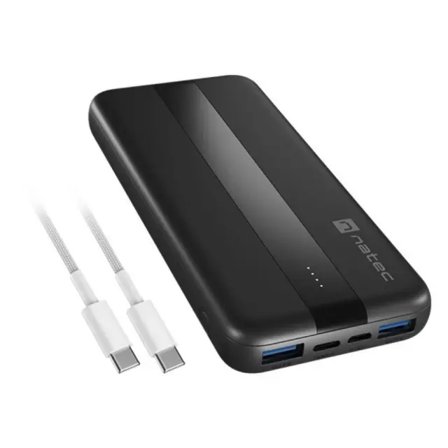Natec Trevi Slim Q Power Bank 10000mAh, 20W Maximum Power, Quick Charge, Power Delivery Micro USB, USB Type-A, USB Type-C (NPB-2294) (NTCNPB-2294)